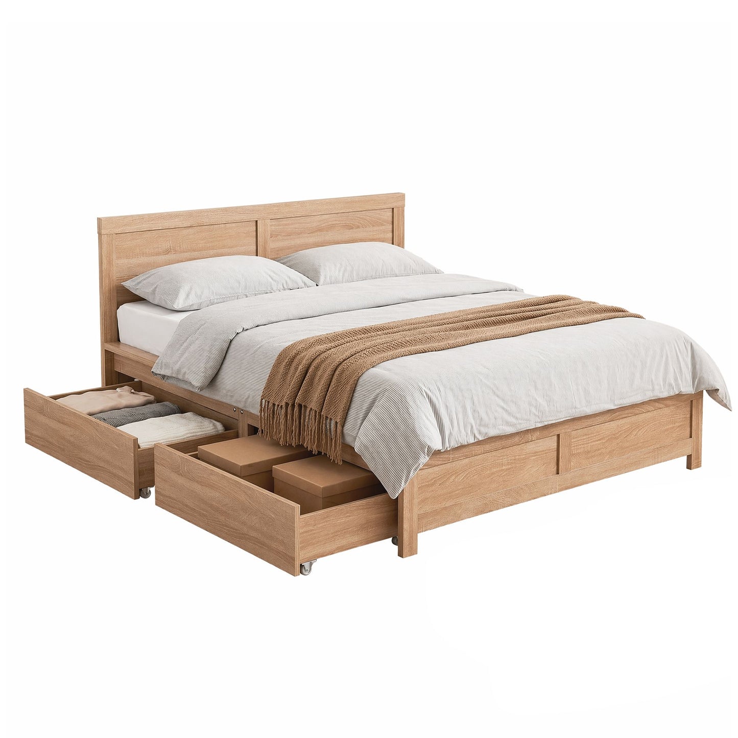 Annie Bed Frame with 2 Drawers - Natural Double