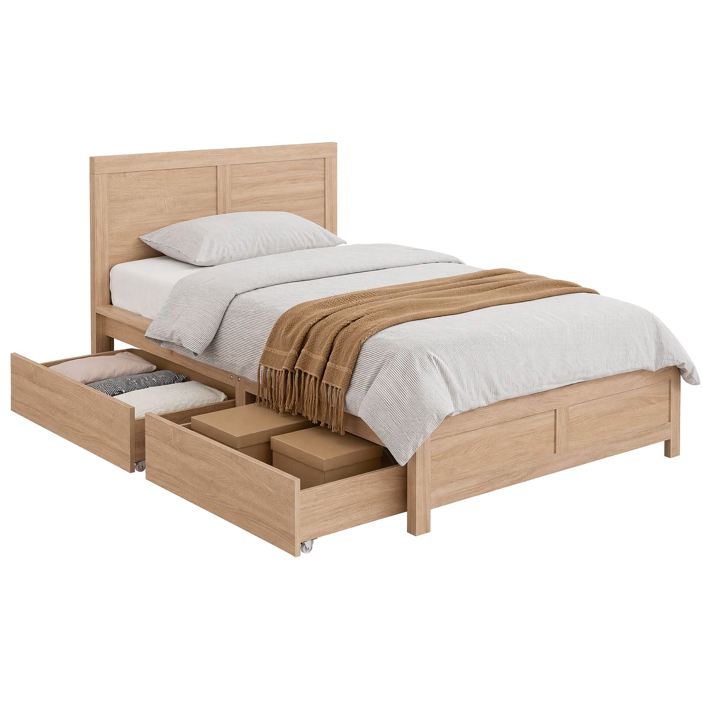 Annie Bed Frame with 2 Drawers - Natural King Single