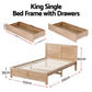 Lithara Bed & Mattress Package with 34cm Mattress Wooden Bed with Drawers - Wood King Single