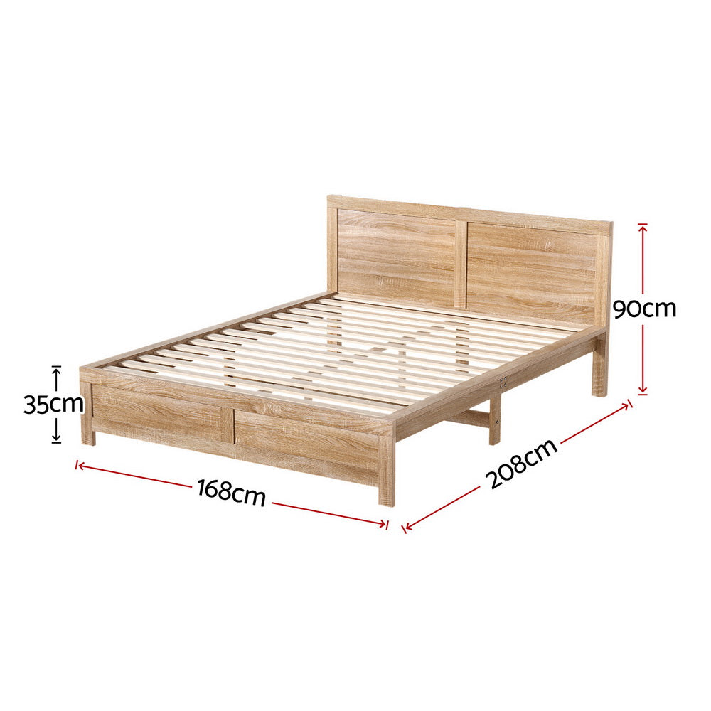 Lithara Bed & Mattress Package with 34cm Mattress Wooden Bed No Drawers - Wood Queen