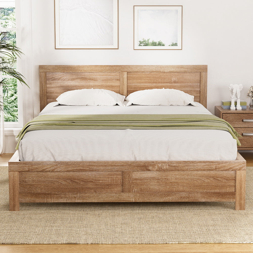 Lithara Bed & Mattress Package with 32cm Mattress Wooden Bed No Drawers - Wood Queen