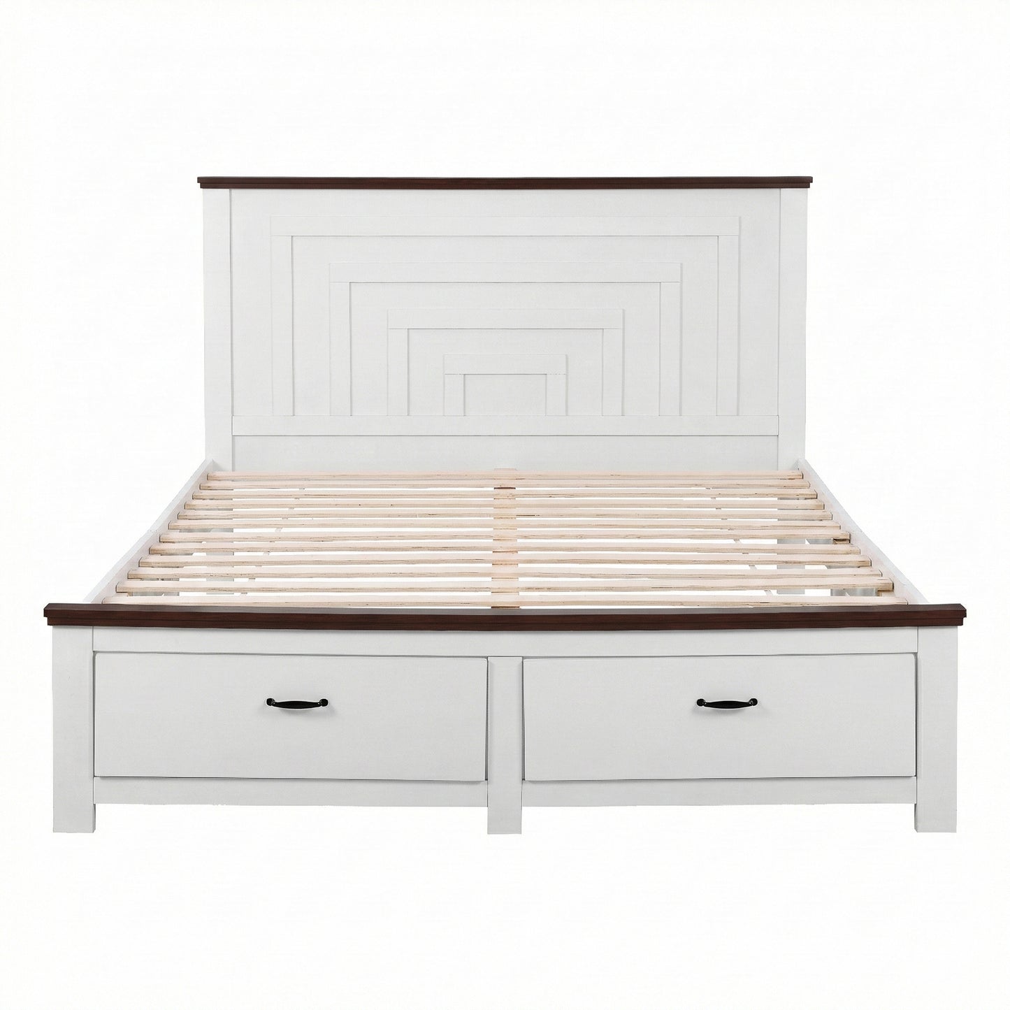 Aveline Wooden Bed Frame with 2 Drawer Platform Bed - White Double