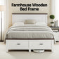 Aveline Wooden Bed Frame with 2 Drawer Platform Bed - White Double