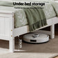 Emmeline Bed Frame with Storage Headboard and Footboard Wooden - White Queen