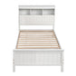 Emmeline Bed Frame with Storage Headboard and Footboard Wooden Bed Base - White Single