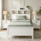 Emmeline Bed Frame with Storage Headboard and Footboard Wooden Bed Base - White Single