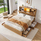 Lausanne Bed Frame with Storage, 4 Drawers, USB and Night Light - Natural Double