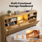 Lausanne Bed Frame with Storage, 4 Drawers, USB and Night Light - Natural Double