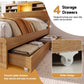 Lausanne Bed Frame with Storage, 4 Drawers, USB and Night Light - Natural Double