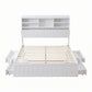 Lausanne Bed Frame with Storage, 4 Drawers, USB and Night Light - White King Single