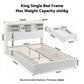 Lausanne Bed Frame with Storage, 4 Drawers, USB and Night Light - White King Single