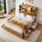 Lausanne Bed Frame with Storage, 4 Drawers, USB and Night Light - Natural King Single
