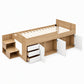 Zorielle Bed Frame with Storage 3 Drawers and Two-Step Access 2 Cabinets - White King Single