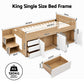 Zorielle Bed Frame with Storage 3 Drawers and Two-Step Access 2 Cabinets - White King Single