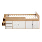 Zorielle Bed Frame with Storage 3 Drawers and Two-Step Access 2 Cabinets - White King Single