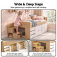Zorielle Bed Frame with Storage 3 Drawers and Two-Step Access 2 Cabinets - White King Single