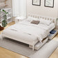 Serenia Bed Frame Size Wooden Platform with 2 Storage Drawers - White Double