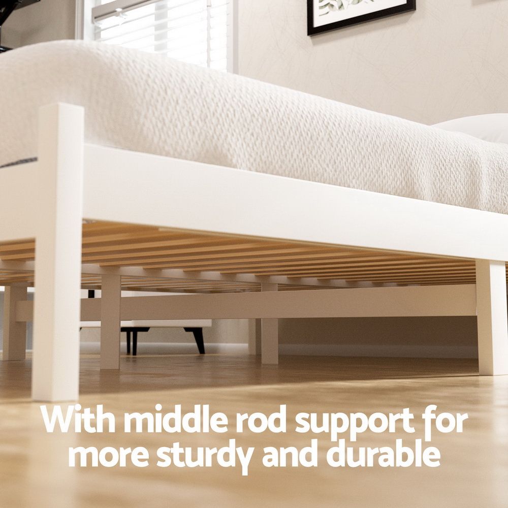 Serenia Bed Frame Size Wooden Platform with 2 Storage Drawers - White Double
