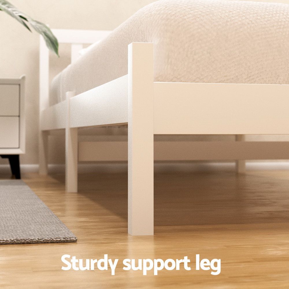 Serenia Bed Frame Size Wooden Platform with 2 Storage Drawers - White Double