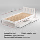 Serenia Bed Frame Wooden Platform with 2 Storage Drawers - White Single