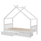 Isadora Bed Frame Wooden Base Kids Single Timber House with 2 Storage Drawers - White Single