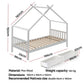 Isadora Bed Frame Wooden Base Kids Single Timber House with 2 Storage Drawers - White Single