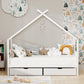 Isadora Bed Frame Wooden Base Kids Single Timber House with 2 Storage Drawers - White Single