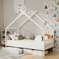 Isadora Bed Frame Wooden Base Kids Single Timber House with 2 Storage Drawers - White Single