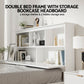 Briggs Bed Frame Size Wooden with 3 Shelves Bed Head - White Double