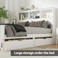 Briggs Bed Frame Size Wooden with 3 Shelves Bed Head - White Double
