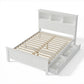 Briggs Bed Frame Size Wooden with 3 Shelves Bed Head - White Double