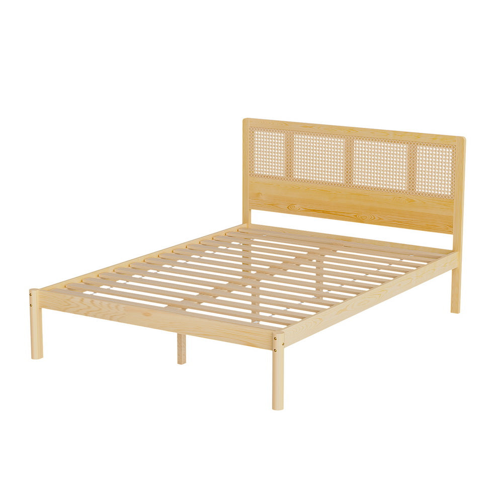Ella Bed Frame Rattan Wooden - Natural Double