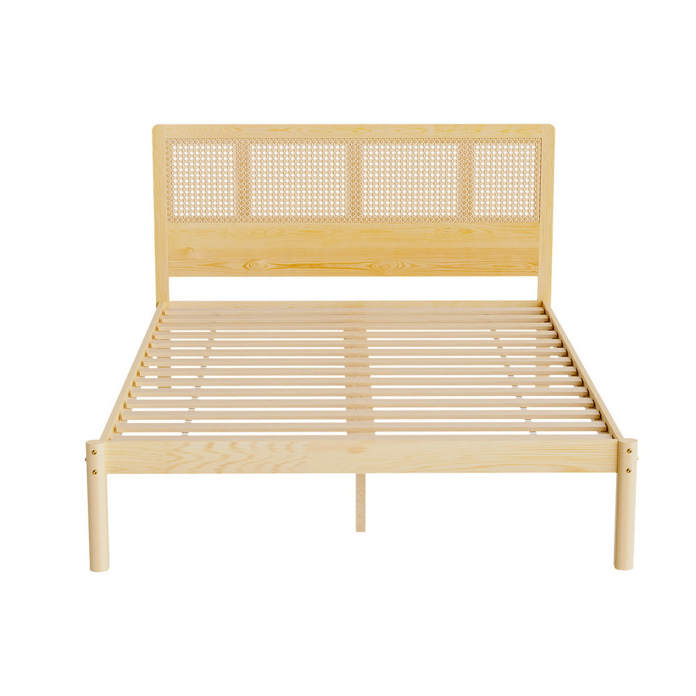 Ella Bed Frame Rattan Wooden - Natural Double