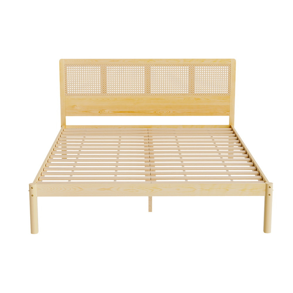 Ella Bed Frame Rattan Wooden - Natural Queen