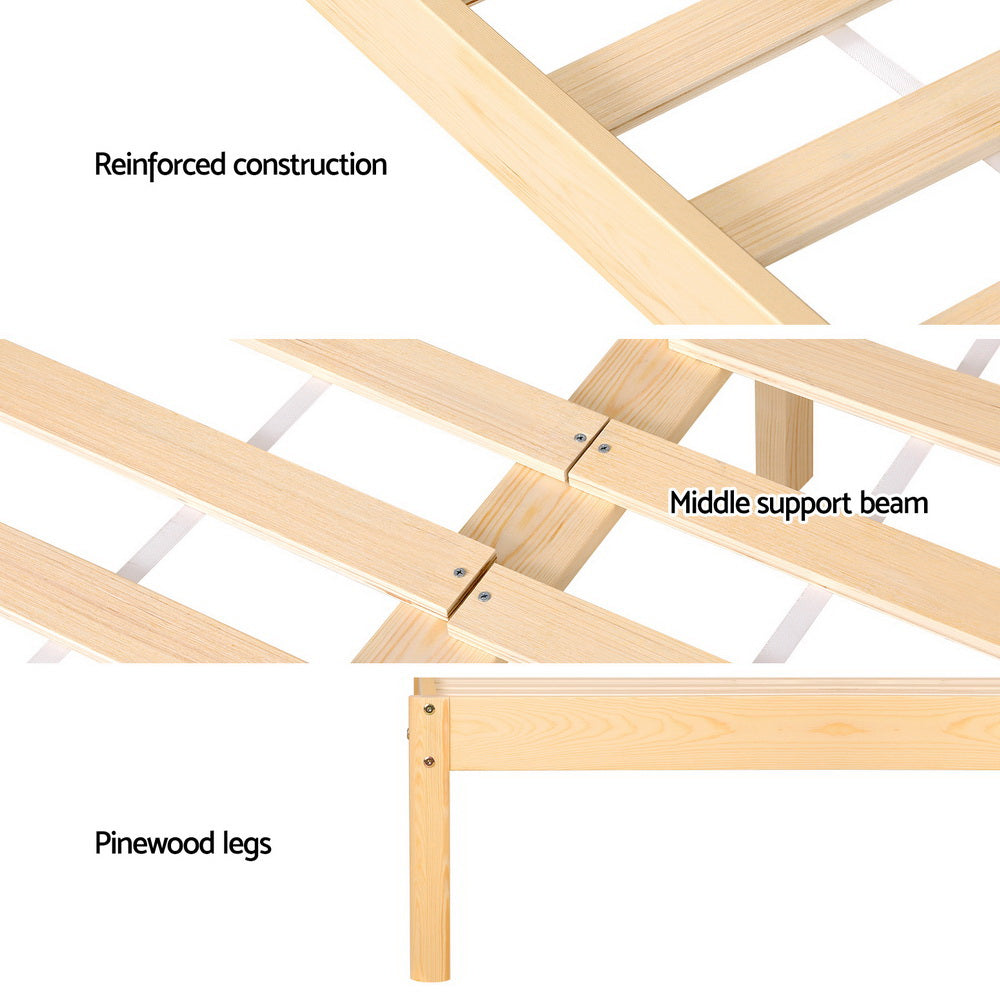 Ella Bed Frame Rattan Wooden - Natural Queen