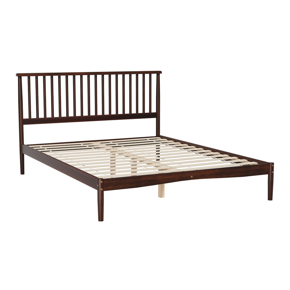 Fiji Bed Frame Wooden Base Platform - Walnut Queen