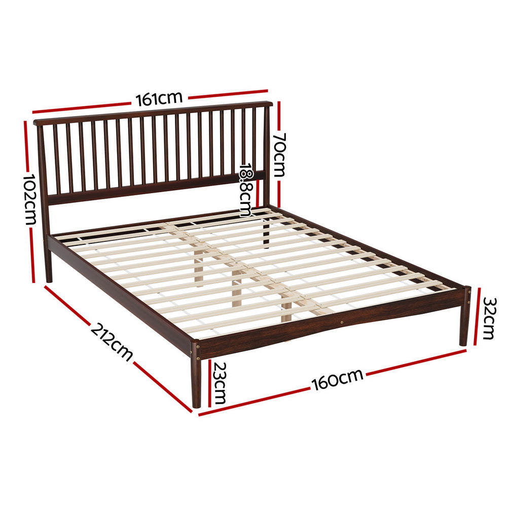 Fiji Bed Frame Wooden Base Platform - Walnut Queen