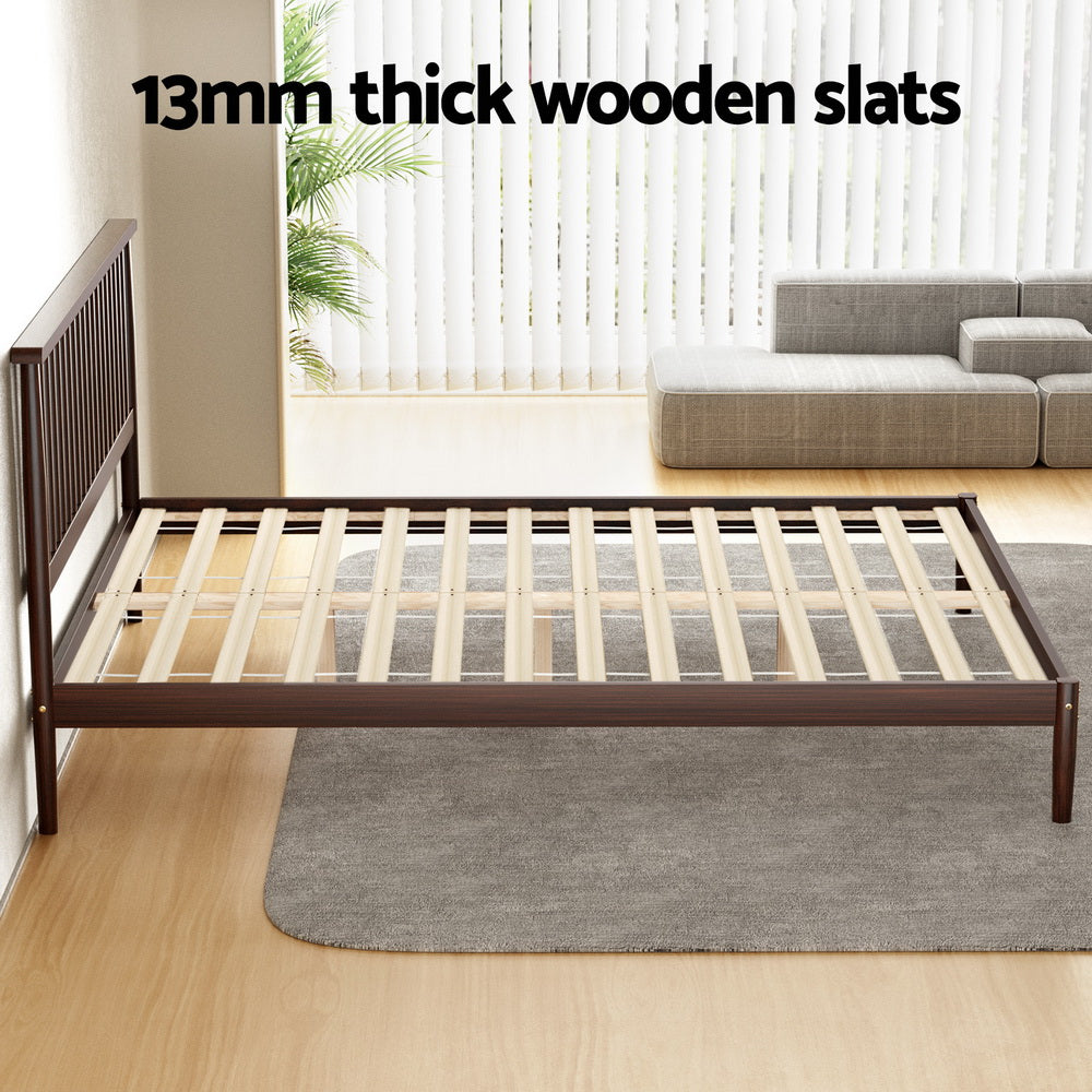 Fiji Bed Frame Wooden Base Platform - Walnut Queen