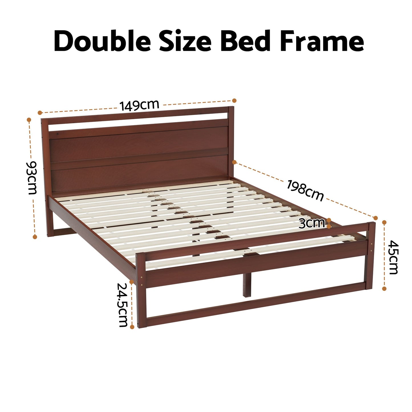 Ellie Bed Frame Wooden - Walnut Double