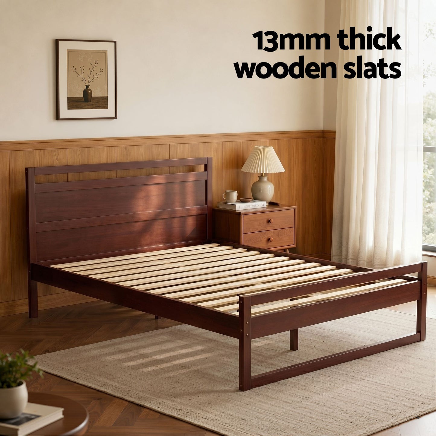 Ellie Bed Frame Wooden - Walnut Double