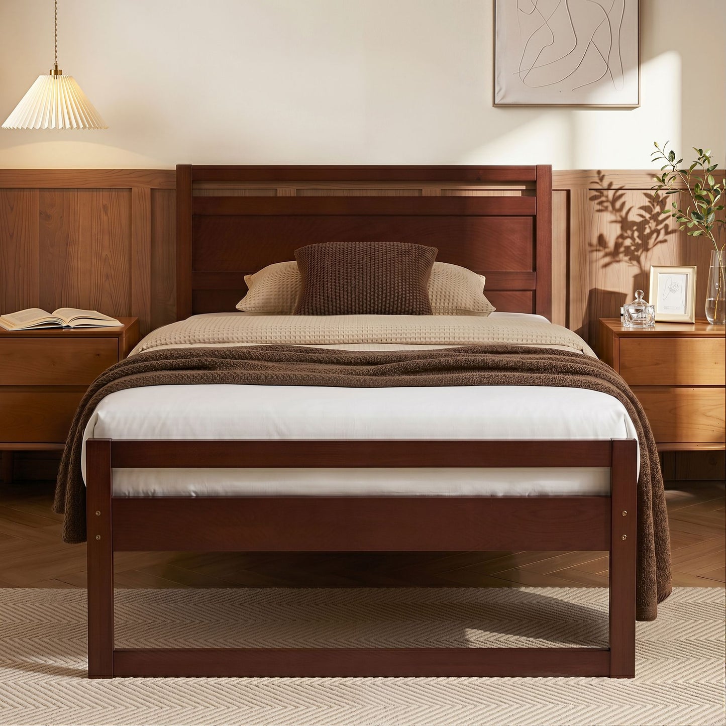 Ellie Bed Frame Wooden - Walnut King Single