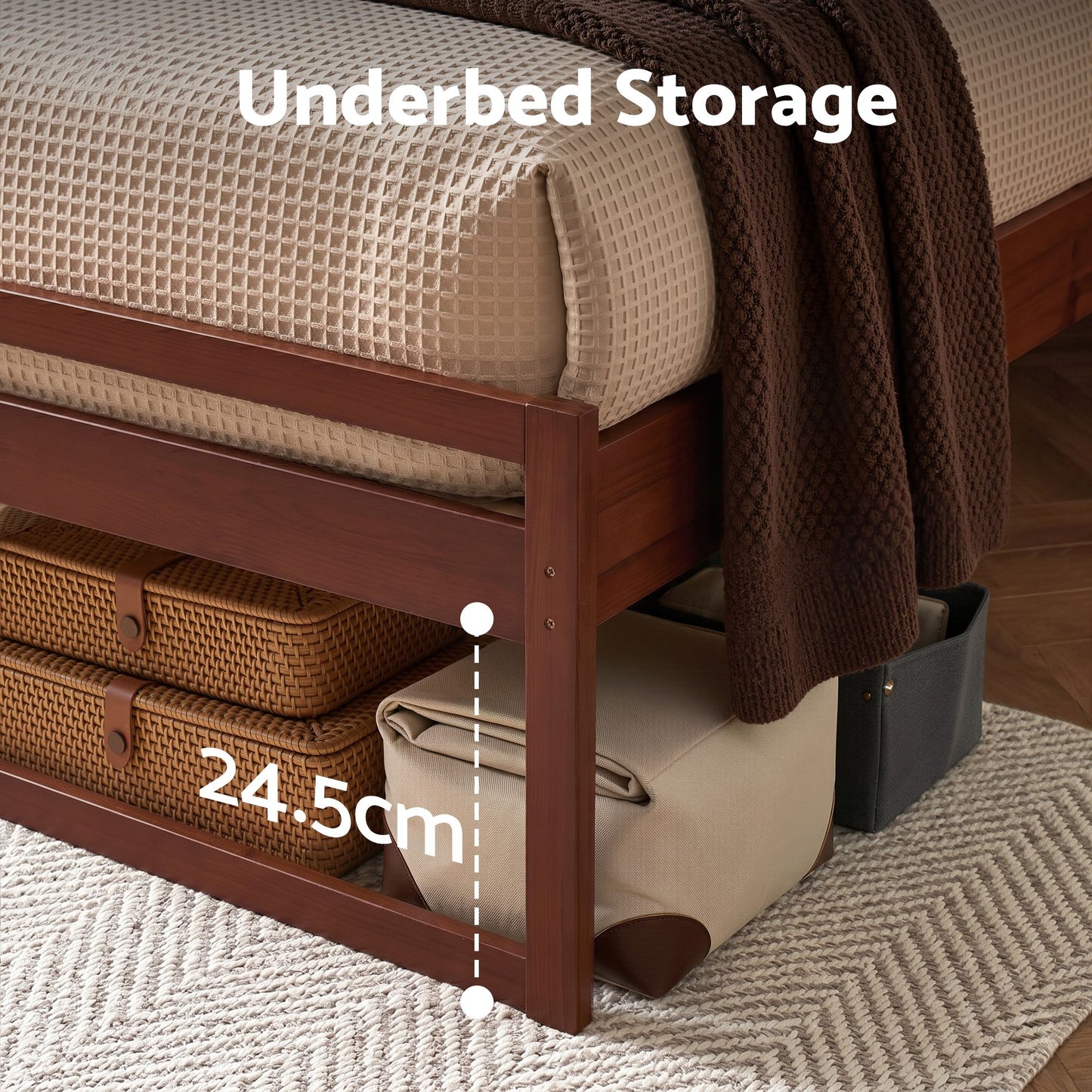 Ellie Bed Frame Wooden - Walnut Queen