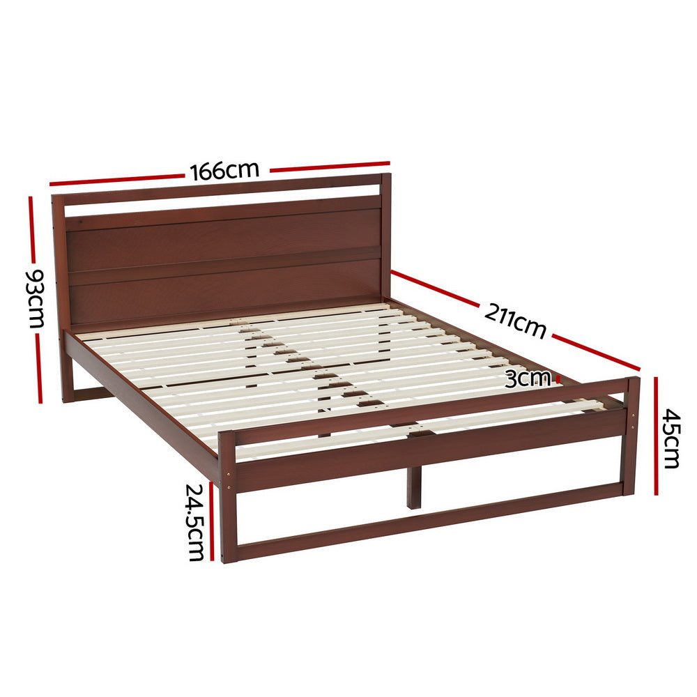 Ellie Bed Frame Wooden - Walnut Queen