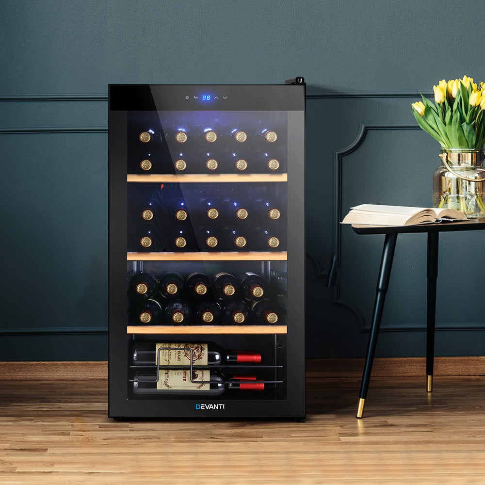 34 Bottles Wine Cooler Compressor Chiller Beverage Fridge