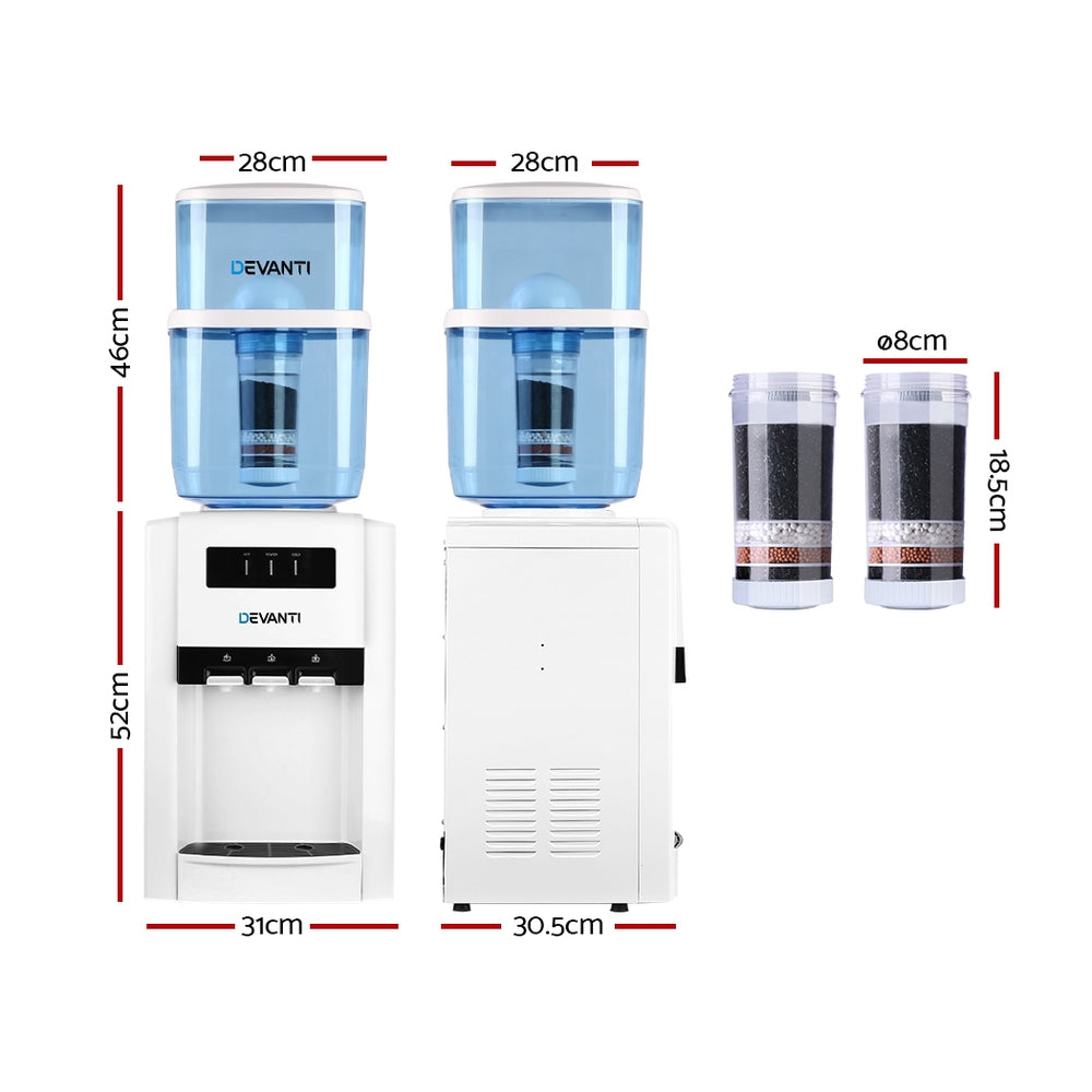 Devanti Water Cooler Dispenser Bench Top 22L with 2 Filter