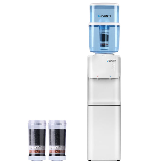 Devanti Water Cooler Dispenser Stand 22L Bottle White with 2 Filter