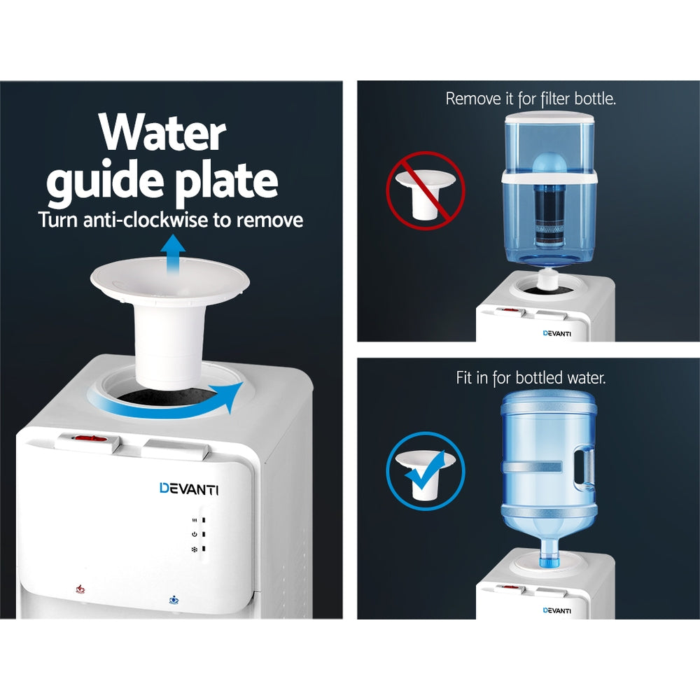 Devanti Water Cooler Dispenser Stand 22L Bottle White with 2 Filter