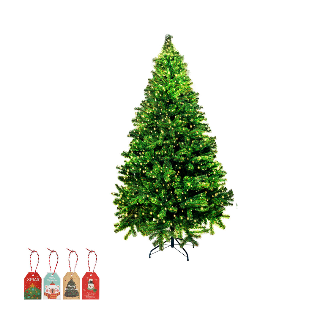 6ft 1.8m 874 Tips Christmas Tree Xmas Home Garden Decor Warm with String Lights