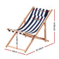 Damien Outdoor Chairs Sun Lounge Deck Beach Chair Folding Wooden Patio Furniture - Blue and White