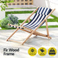 Damien Outdoor Chairs Sun Lounge Deck Beach Chair Folding Wooden Patio Furniture - Blue and White